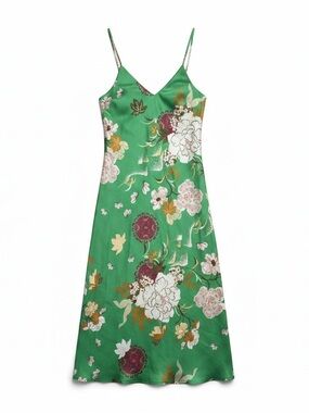 slim fit dress slacks FLORAL BIAS SLIP DRESS – Les Rêveries main image 0